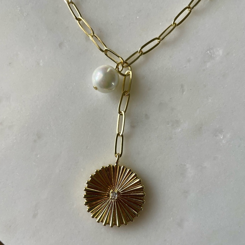 + ADORNIA + 14k Gold Vermeil Pearl Drop Y Necklace - Picture 6 of 8